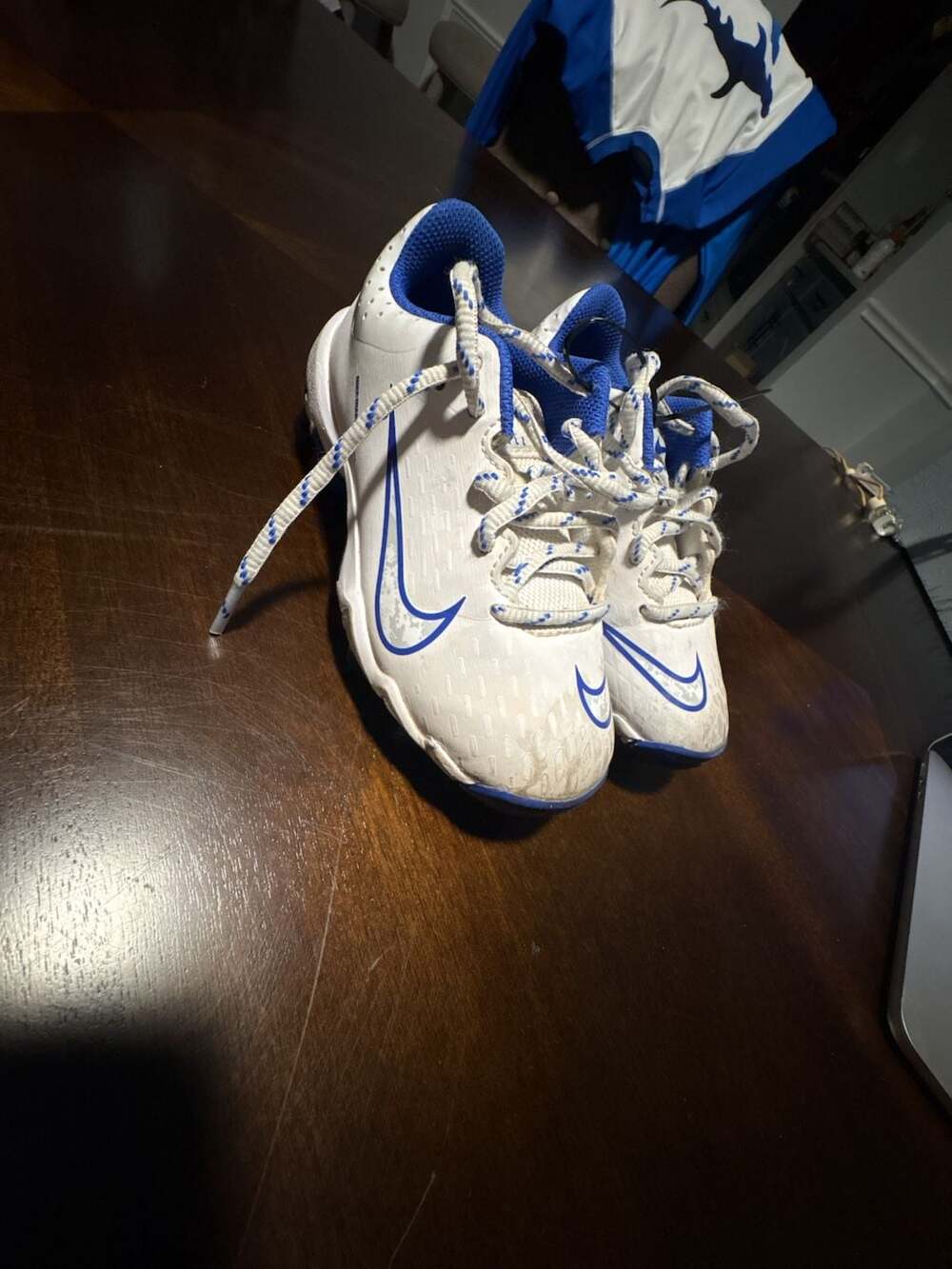 Nike Diamond 1 Youth Baseball Cleats Size 11C White Blue
F08